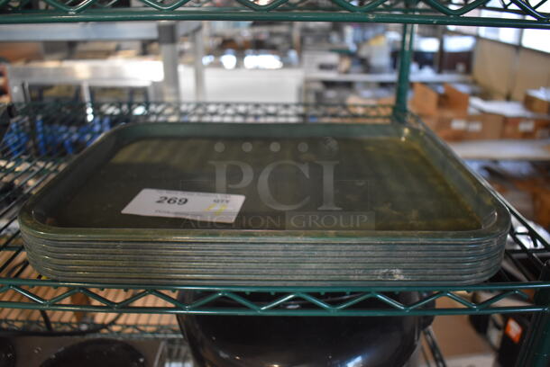 ALL ONE MONEY! Lot of 8 Green Poly Trays. 16x12x1