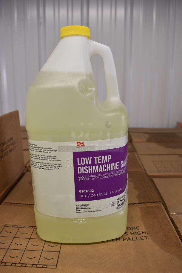 PALLET LOT OF 48 BRAND NEW Boxes of Swisher Low Temp Dishmachine Sanitizer Jugs. 4 Jugs Per Box. Total of 192 Jugs. 6x6x12. 48 Times Your Bid! - Image 2 of 4