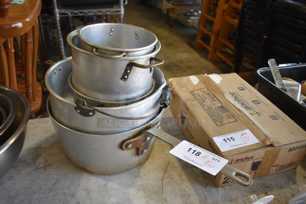 ALL ONE MONEY! Lot of 5 Various Items; 4 Stock Pots and 1 Sauce Pan. Includes 9x7x4.5