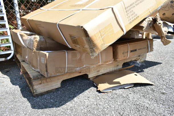 4 BRAND NEW SCRATCH AND DENT! Lancaster Table & Seating 427BASECNR50 50 lb. Black Round Concrete Umbrella Base. May Be Missing Pieces. 4 Times Your Bid!  - Image 2 of 4