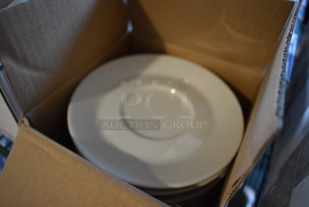 3 Boxes of 6 BRAND NEW Apulum White Ceramic Saucers. 6.5x6.5x1. 3 Times Your Bid! - Image 2 of 5