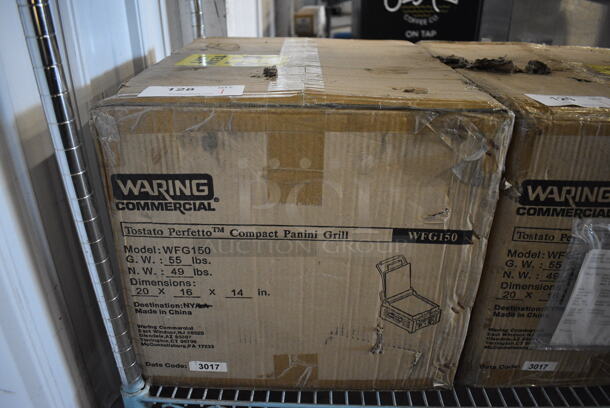 BRAND NEW IN BOX! Waring Model WFG150 Stainless Steel Commercial Countertop Panini Press. 