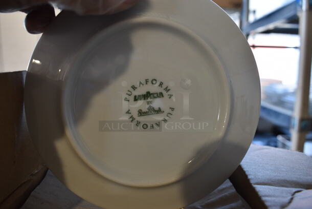 3 Boxes of 12 BRAND NEW Lavazza White Ceramic Saucers. 5.75x5.75x1. 3 Times Your Bid! - Image 3 of 5