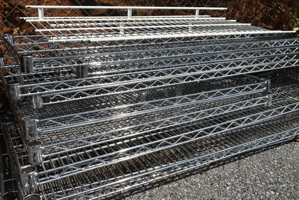 13 BRAND NEW SCRATCH AND DENT! Items Including Pan Rack Sides and Chrome Finish Wire Shelves. Includes 26x10x70, 32x16x2, 48x14x1.5, 30x18x1.5, 48x14x1.5. 13 Times Your Bid!  - Image 7 of 9