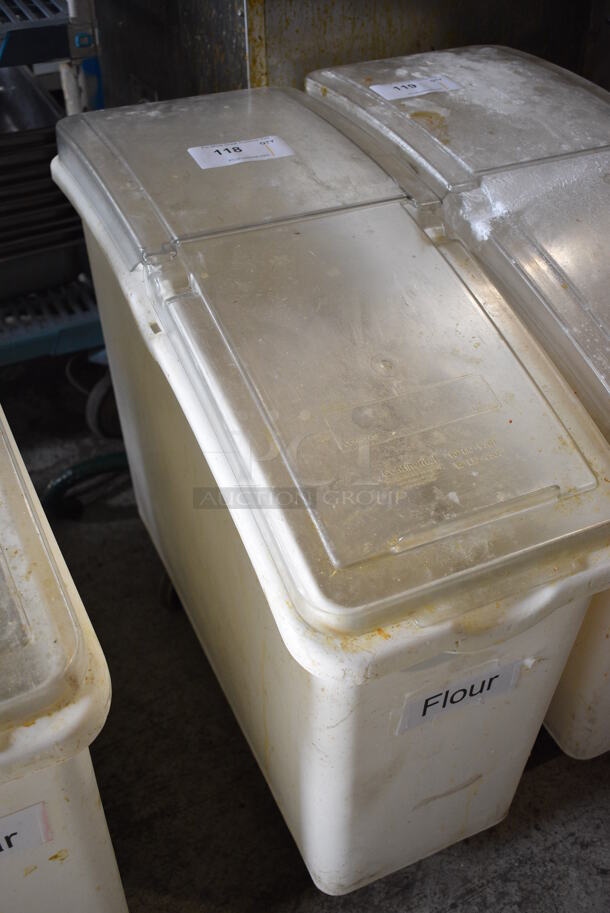 Continental White Poly Ingredient Bin w/ Clear Lid on Commercial Casters. 12.5x30x27.5 - Image 2 of 4