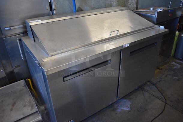 Arctic Air AMT690R Stainless Steel Commercial Sandwich Salad Prep Table Bain Marie Mega Top on Commercial Casters. 115 Volts, 1 Phase. 61x32x43.5. Tested and Powers On But Does Not Get Cold