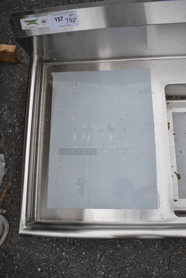 BRAND NEW SCRATCH AND DENT! Regency 600DDT48L 16 Gauge 4' Soiled / Dirty Dish Table - Left Drainboard. No Legs.  - Image 5 of 6