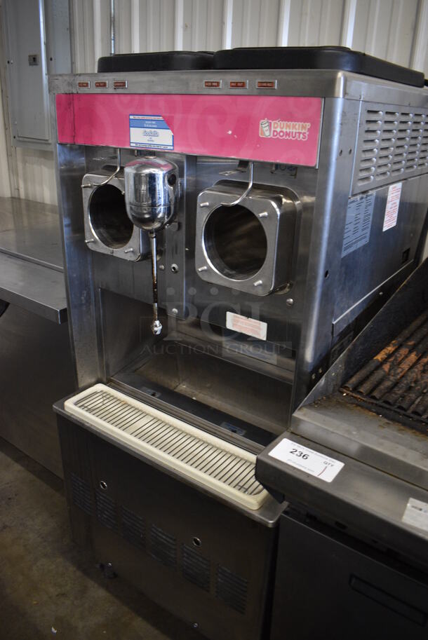 Taylor 342D-27 Stainless Steel Commercial Floor Style Air Cooled 2 Flavor Frozen Beverage Machine w/ Drink Mixer Attachment on Commercial Casters. 208-230 Volts, 1 Phase. 26x34x60 - Image 2 of 7