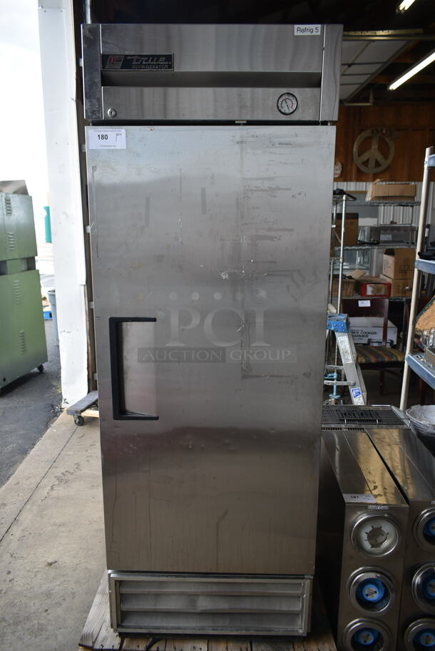 True T-19 Stainless Steel Commercial Single Door Reach In Cooler w/ Poly Coated Racks and Commercial Casters. 115 Volts, 1 Phase. Tested and Powers On But Does Not Get Cold - Image 1 of 8