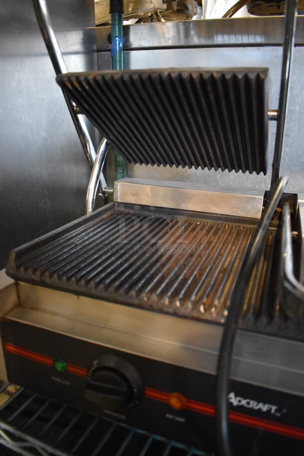 Adcraft Stainless Steel Commercial Countertop Electric Powered Double Panini Press. 23x15x9. Tested and Working! - Image 5 of 5