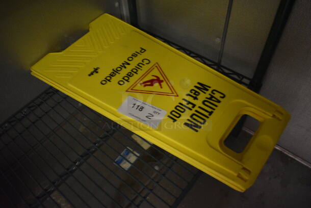 2 Yellow Poly Wet Floor Caution Signs. 12x1x24. 2 Times Your Bid! (kitchen)