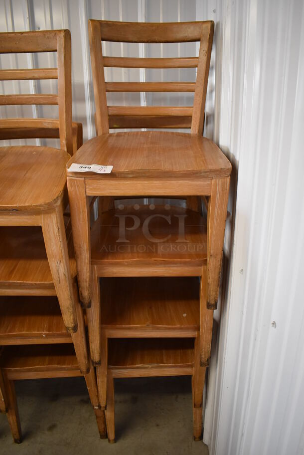 4 Wood Pattern Dining Chairs w/ Ladder Back Seats. 16x18x31. 4 Times Your Bid! - Image 2 of 6