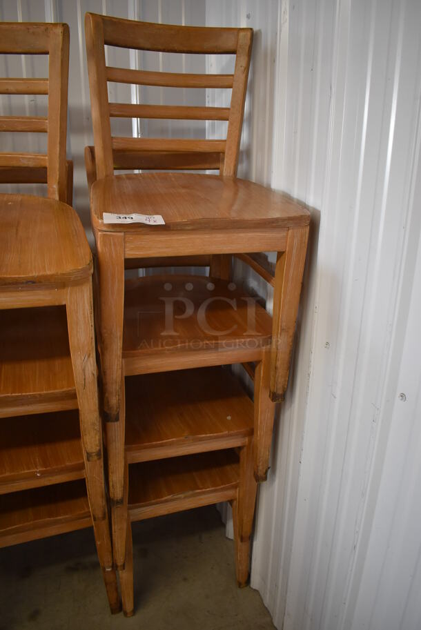4 Wood Pattern Dining Chairs w/ Ladder Back Seats. 16x18x31. 4 Times Your Bid! - Image 3 of 6
