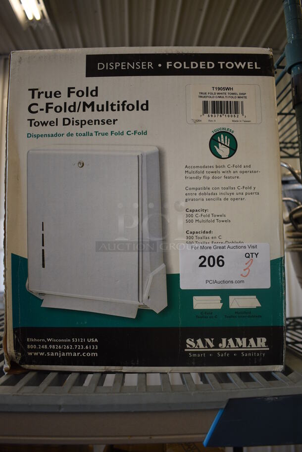 3 IN ORIGINAL BOX! San Jamar Metal Tru Fold C Fold Multifold Towel Dispensers. 12x5x15. 3 Times Your Bid!