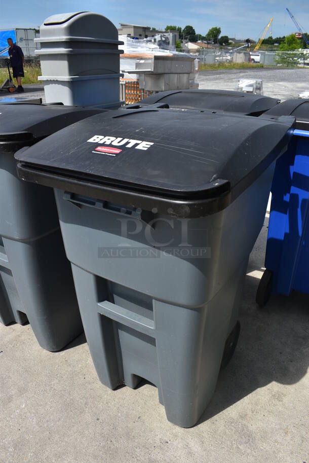 2 Rubbermaid Gray and Black Poly Trash Cans. 23x31x39. 2 Times Your Bid! - Image 2 of 5