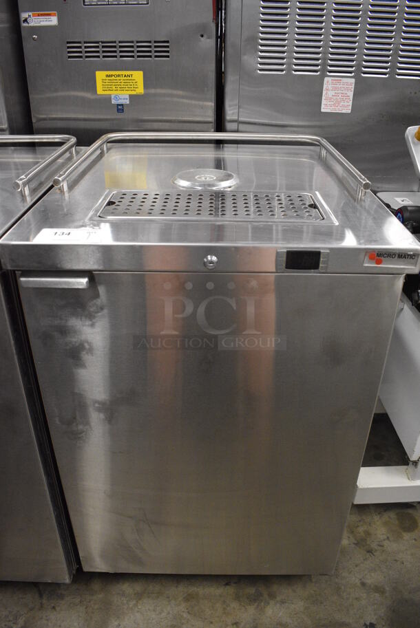 Micro Matic Model MDD-23SD E Stainless Steel Commercial Kegerator Cooler on Commercial Casters. 115 Volts, 1 Phase. 25x30x39.5. Tested and Working!