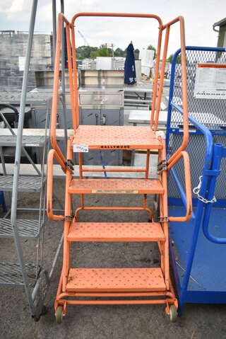 Ballymore Orange Metal Portable Ladder on Commercial Casters. 