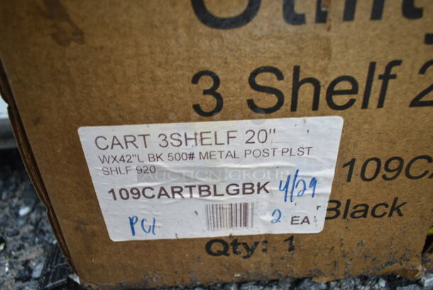 BRAND NEW SCRATCH AND DENT! Choice 109CARTBLGBK Black Utility / Bussing Cart with Three Shelves - 42" x 20" - Image 3 of 3