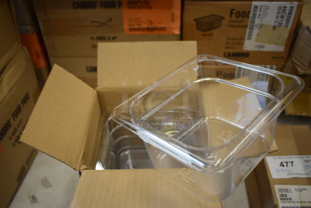 ALL ONE MONEY! Lot of 6 BRAND NEW IN BOX! Cambro Poly Clear 1/6 Size Drop In Bins. 1/6x4 - Image 2 of 3