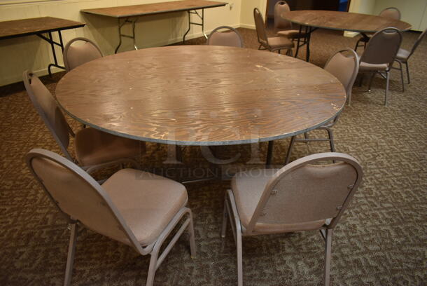 9 Wood Pattern Round Folding Tables. 9 Times Your Bid! BUYER MUST REMOVE. (ballroom #2) - Image 6 of 10