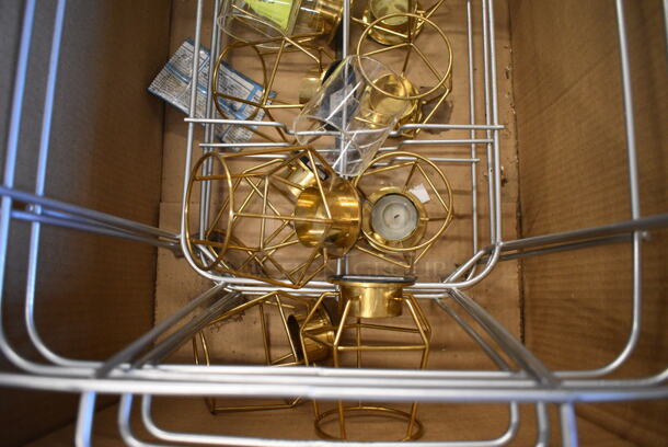 ALL ONE MONEY! Lot of 3 Metal Chafing Dish Frames and Gold Finish Tea Light Holders - Image 3 of 4