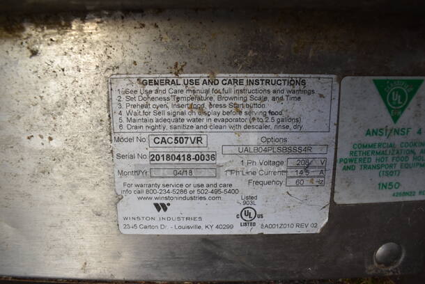 2018 Winston CVap CAC507VR Stainless Steel Commercial Heated Holding Cabinet. 208 Volts, 1 Phase. 27.5x33x33 - Image 4 of 7