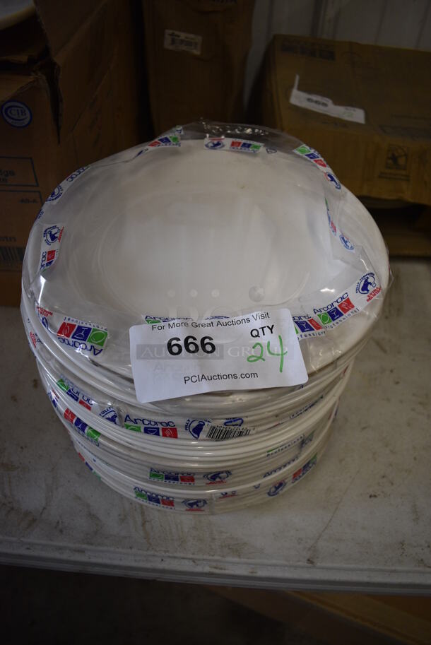 24 BRAND NEW! Arcoroc White Ceramic Plates. 10.5x10.5x1. 24 Times Your Bid! - Image 1 of 3