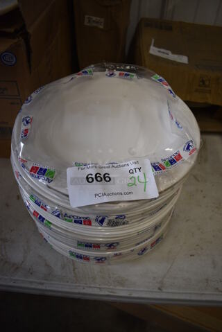 24 BRAND NEW! Arcoroc White Ceramic Plates. 10.5x10.5x1. 24 Times Your Bid!