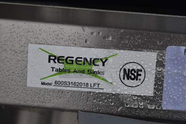 BRAND NEW SCRATCH AND DENT! Regency 600S3162018LFT Stainless Steel Commercial 3 Bay Sink w/ Left Side Drain Board and Legs. Bays 16x20. Drain Boards 16x22 - Image 5 of 5