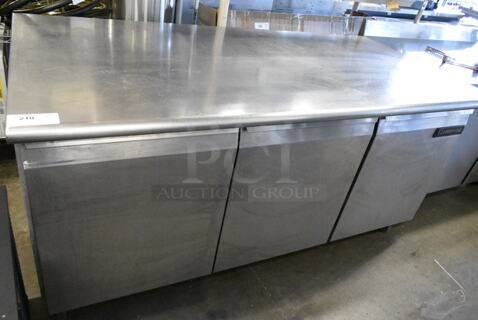 Continental SW72-18 Stainless Steel Commercial 3 Door Undercounter Cooler on Commercial Casters. 115 Volts, 1 Phase. Tested and Powers On But Does Not Get Cold