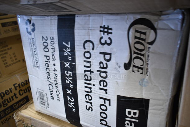 PALLET LOT of 20 BRAND NEW Boxes Including 5 Box Large Noble Gloves, 21485-50 2-1/4"x85' Thermal Paper Rolls, Bakers Mark Dough Box Dolly, 2 Box 500LFLAT32 Choice Clear Plastic Flat Lid with Straw Slot - 32 oz. - 500/Case, 612OB4LB Choice 4 lb. Oblong Foil Take-Out Container - 250/Case, Dart 12BWWCR Concorde 10-12 oz. White Non-Laminated Round Foam Bowl - 1000/Case, 795PTOBK3 Choice 7 3/4" x 5 1/2" x 2 1/2" Black Microwavable Folded Paper #3 Take-Out Container - 200/Case, Tellus 43347. 20 Times Your Bid! - Image 10 of 12