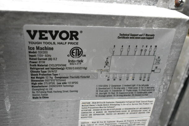 Vevor SSX300 Stainless Steel Commercial Self Contained Ice Machine. 115 Volts, 1 Phase.  - Image 7 of 7