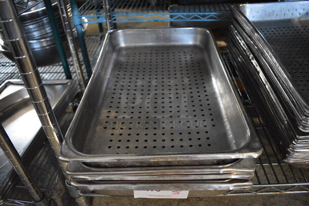 5 Stainless Steel Full Size Perforated Drop In Bins. 1/1x2.5. 5 Times Your Bid!