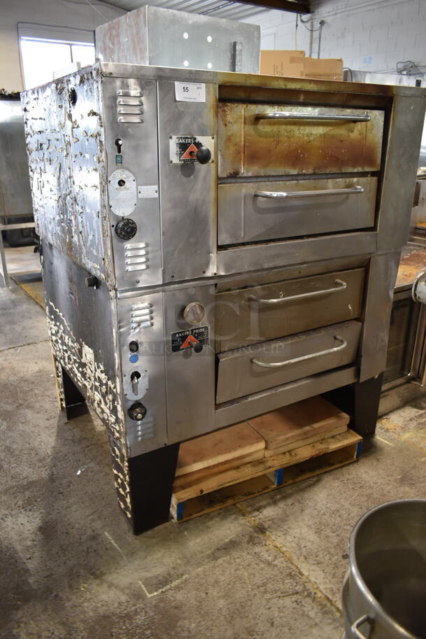 2 Bakers Pride Stainless Steel Commercial Natural Gas Powered Single Deck Pizza Ovens. 2 Times Your Bid!