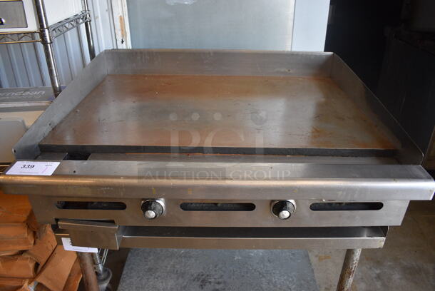 Imperial Model ITG-36 Stainless Steel Commercial Natural Gas Powered Flat Top Griddle. 30,000 BTU. 36x33x15