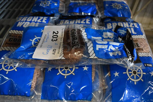 ALL ONE MONEY! Lot of 13 Bags of Bronze Wool Coarse Cleaning Pads. 1 Bag Is Open.  - Image 3 of 3