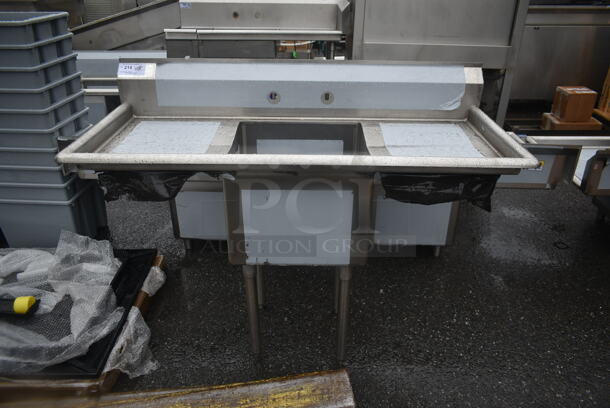 BRAND NEW SCRATCH AND DENT! Advance Tabco Stainless Steel Commercial Single Bay Sink w/ Dual Drain Boards. - Image 1 of 4