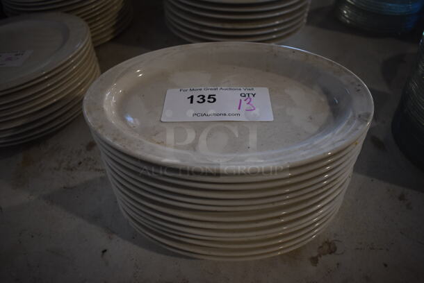 13 White Oval Ceramic Plates. 10.5x7.5x1. 13 Times Your Bid!