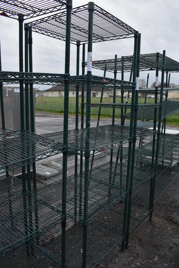 Metro Green Finish 5 Tier Shelving Unit. BUYER MUST DISMANTLE. PCI CANNOT DISMANTLE FOR SHIPPING. PLEASE CONSIDER FREIGHT CHARGES. 24x24x74 - Image 1 of 3