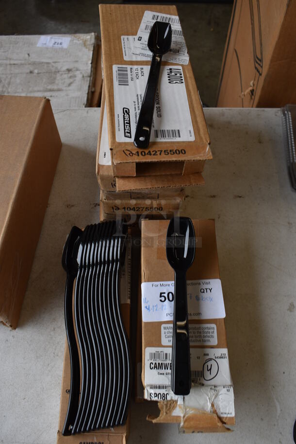 ALL ONE MONEY! Lot of 7 BRAND NEW IN BOX! Cambro Black Poly Spoons - Image 1 of 3