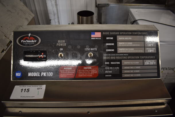 LIKE NEW! 2022 Pro Smoker N Roaster PK100 SS Commercial Stainless Steel Electric Smoker With Steel Racks On Commercial Casters. 120v, 1 Phase.  - Image 4 of 6
