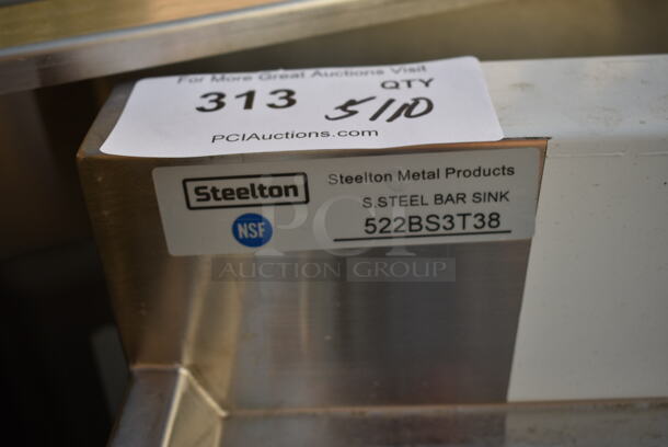 BRAND NEW SCRATCH AND DENT! Steelton 522BS3T38 3 Bowl 18 Gauge Underbar Sink - 38" x 18 3/4" - Image 7 of 7