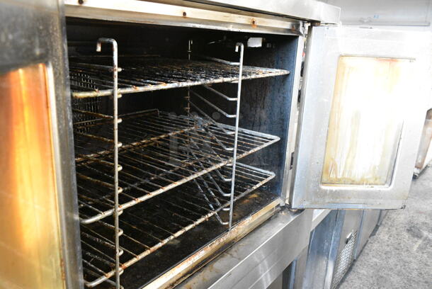 Blodgett BDO-100-G-ES Stainless Steel Commercial Natural Gas Powered Full Size Convection Oven w/ View Through Doors, Thermostatic Controls and Metal Legs on Commercial Casters.  - Image 4 of 7