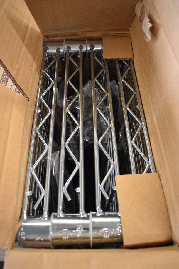 ALL ONE MONEY! Lot of 4 BRAND NEW IN BOX! Focus Chrome Finish Wire Shelves. 48x14x1.5 - Image 1 of 2