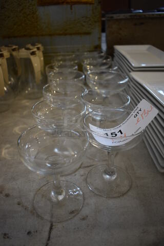 ALL ONE MONEY! Lot of 13 Various Champagne Glasses. Includes 3.5x3.5x4.5