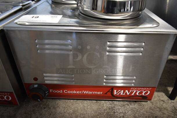 BRAND NEW SCRATCH AND DENT! 2022 Avantco 177W50CKR Stainless Steel Commercial Countertop Food Warmer w/ 3 Drop Ins, 3 Lids and Adapter Plate. 120 Volts, 1 Phase. Tested and Working!  - Image 3 of 5