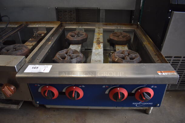 Rocket Cooking RCGHP4 Stainless Steel Commercial Countertop Natural Gas Powered 4 Burner Range. Missing Grates. 24x28x13