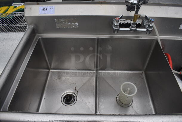 Stainless Steel 3 Bay Sink w/ Right Side Drainboard and Handles. 69x27x43. Bays 16x22x14. Drainboard 16x23x2 - Image 4 of 5