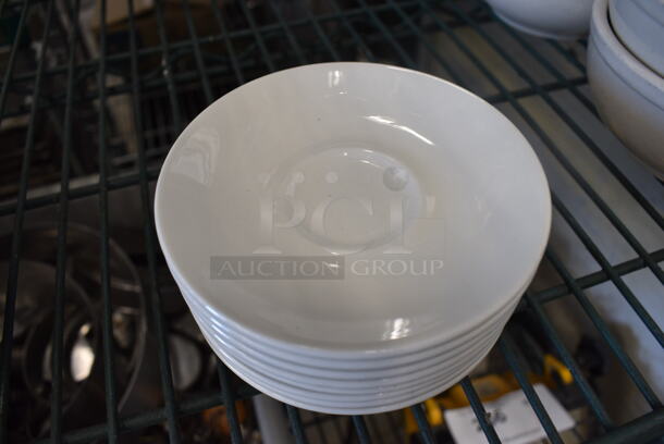 9 White Ceramic Saucers. 5x5x1. 9 Times Your Bid!