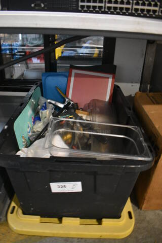 ALL ONE MONEY! Lot of Various Items Including Poly Bin and Cords in Black Poly Bin!